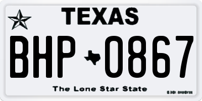 TX license plate BHP0867