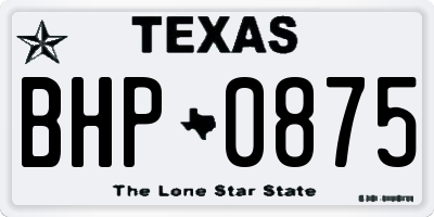 TX license plate BHP0875