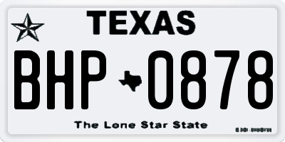 TX license plate BHP0878