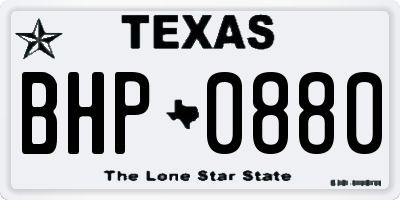 TX license plate BHP0880