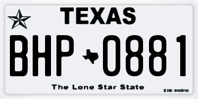 TX license plate BHP0881