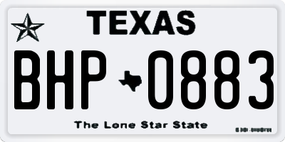 TX license plate BHP0883