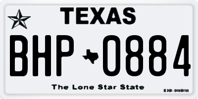 TX license plate BHP0884