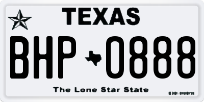 TX license plate BHP0888