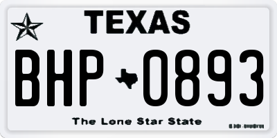 TX license plate BHP0893