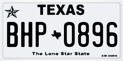 TX license plate BHP0896