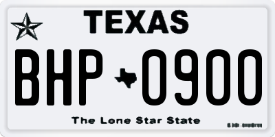 TX license plate BHP0900