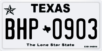 TX license plate BHP0903