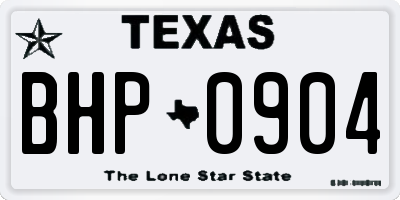TX license plate BHP0904