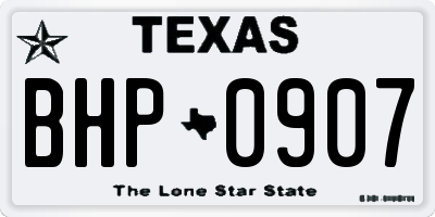 TX license plate BHP0907
