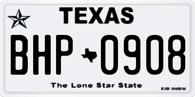 TX license plate BHP0908