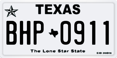 TX license plate BHP0911