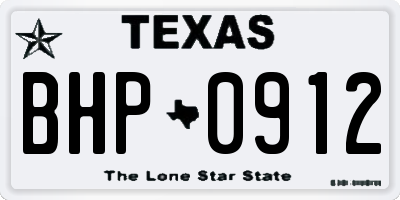 TX license plate BHP0912