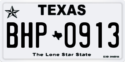 TX license plate BHP0913