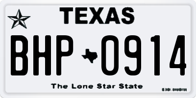 TX license plate BHP0914