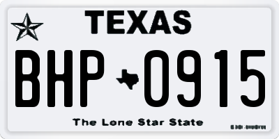 TX license plate BHP0915