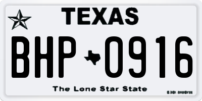 TX license plate BHP0916
