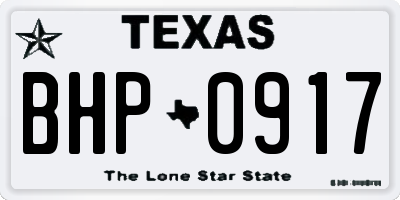 TX license plate BHP0917