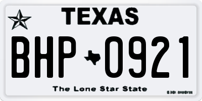 TX license plate BHP0921