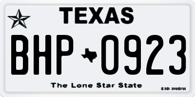 TX license plate BHP0923