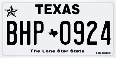 TX license plate BHP0924