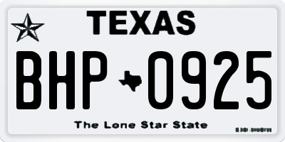 TX license plate BHP0925