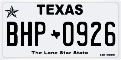 TX license plate BHP0926
