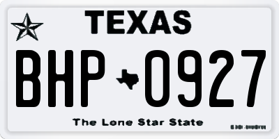TX license plate BHP0927