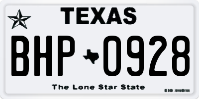 TX license plate BHP0928