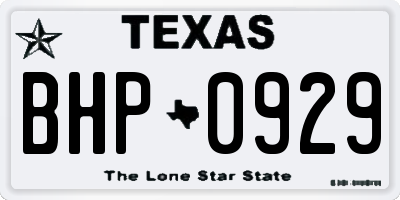 TX license plate BHP0929