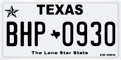 TX license plate BHP0930
