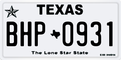 TX license plate BHP0931