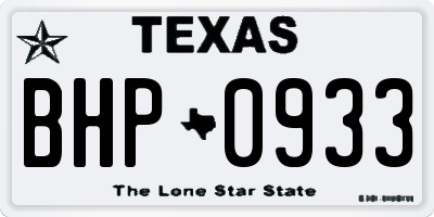 TX license plate BHP0933