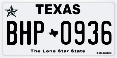 TX license plate BHP0936