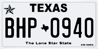 TX license plate BHP0940