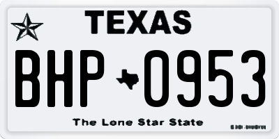 TX license plate BHP0953