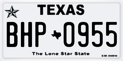 TX license plate BHP0955
