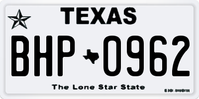 TX license plate BHP0962