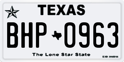 TX license plate BHP0963