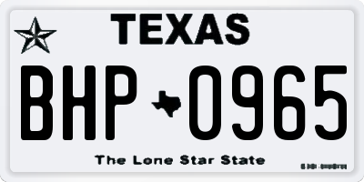 TX license plate BHP0965