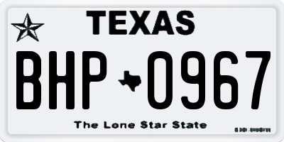 TX license plate BHP0967