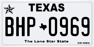 TX license plate BHP0969