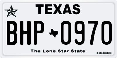 TX license plate BHP0970