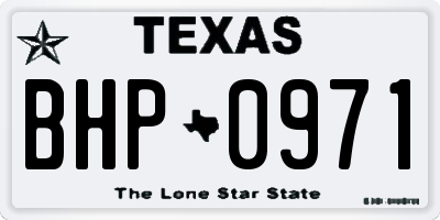 TX license plate BHP0971