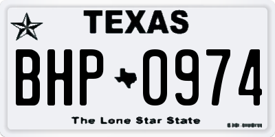 TX license plate BHP0974