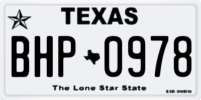 TX license plate BHP0978