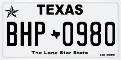 TX license plate BHP0980