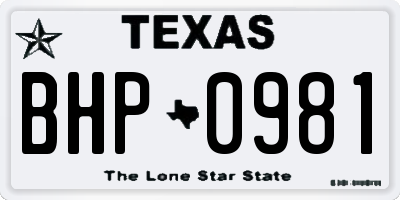 TX license plate BHP0981