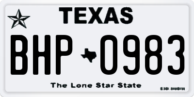 TX license plate BHP0983