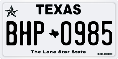 TX license plate BHP0985